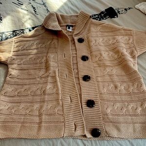 Talbots Cable Knit Sweater with tortoise shell buttons